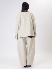 Pantalone tasche ecopelle latte