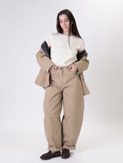 Pantalone tasche ecopelle beige