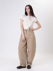 Pantalone tasche ecopelle beige