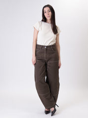 Pantalone tasche ecopelle moro