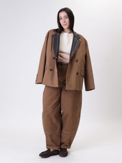 Tobacco double-breasted workshop jacket