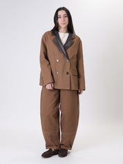 Tobacco double-breasted workshop jacket