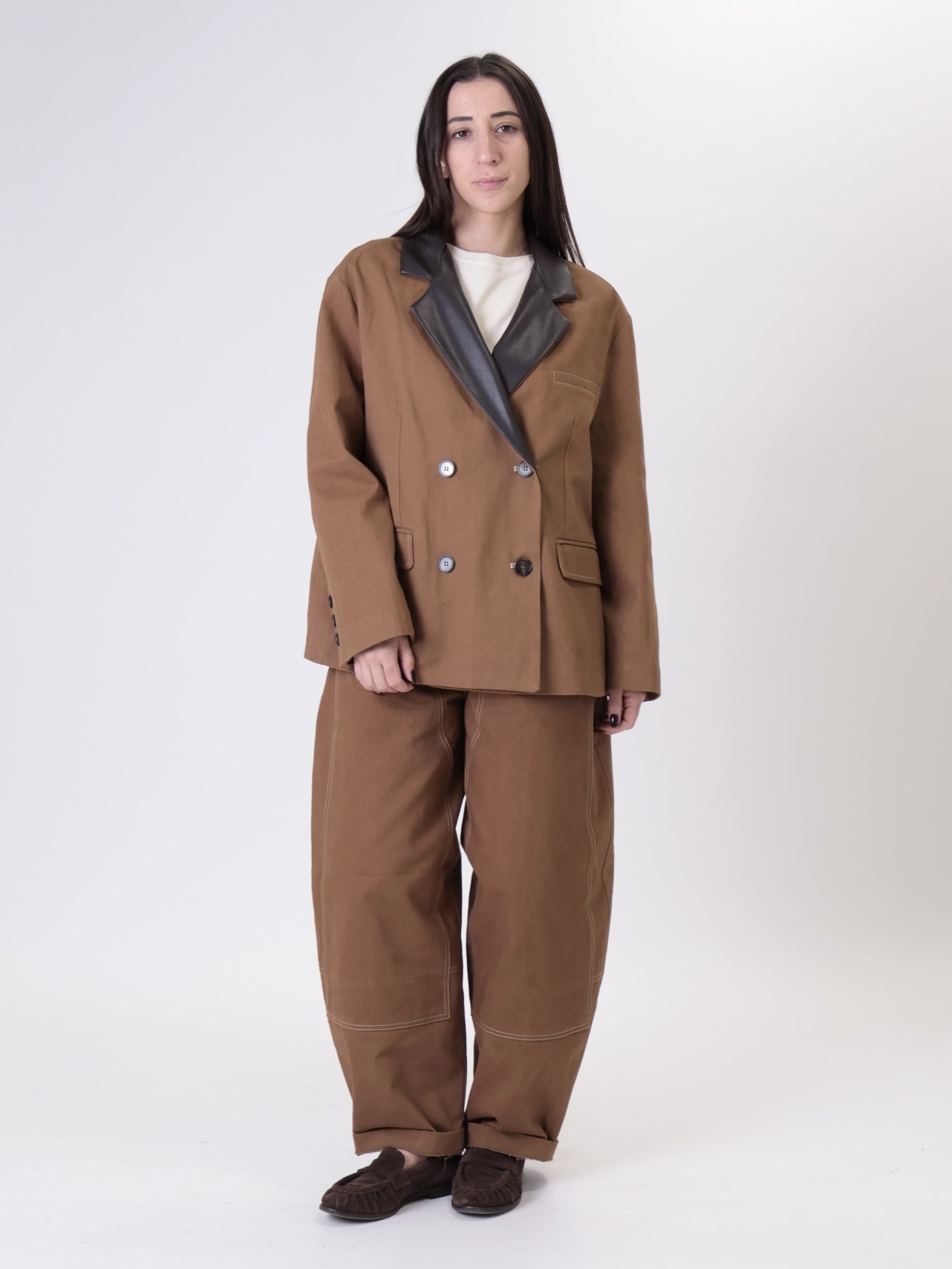 Tobacco double-breasted workshop jacket
