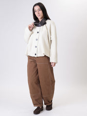 Bomber tweed colletto ecopelle panna