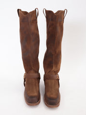 Dark brown suede boot