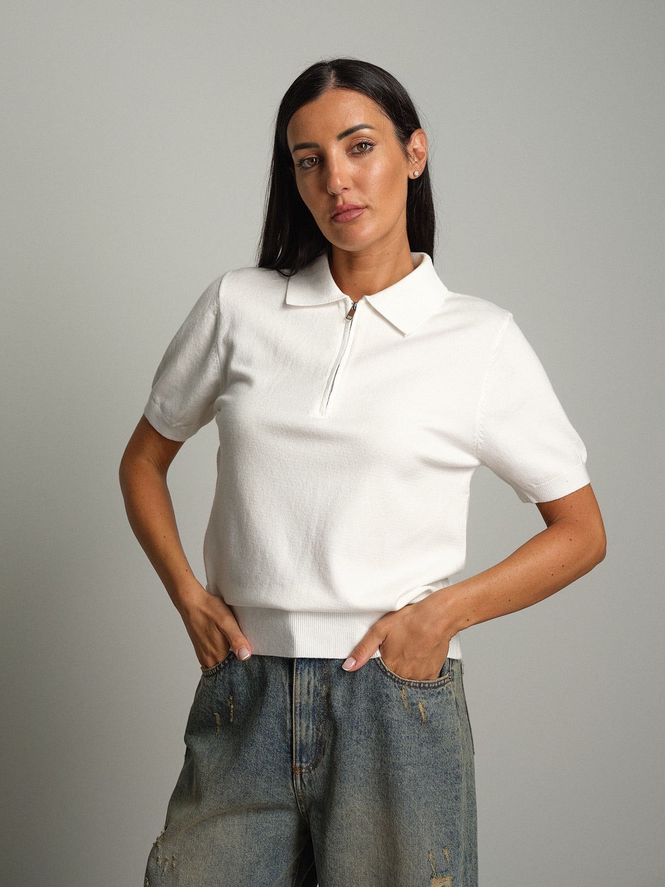 Polo zip Bianco-ottico Veve VE418;Polo zip Bianco-ottico Veve VE418 — foto 2