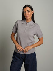 Polo zip Grigio-perla Veve VE418;Polo zip Grigio-perla Veve VE418 — foto 2