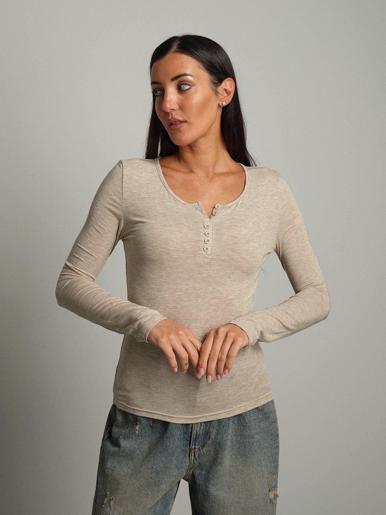 Serafino misto lana Beige Veve VE419;Serafino misto lana Beige Veve VE419 — foto 2
