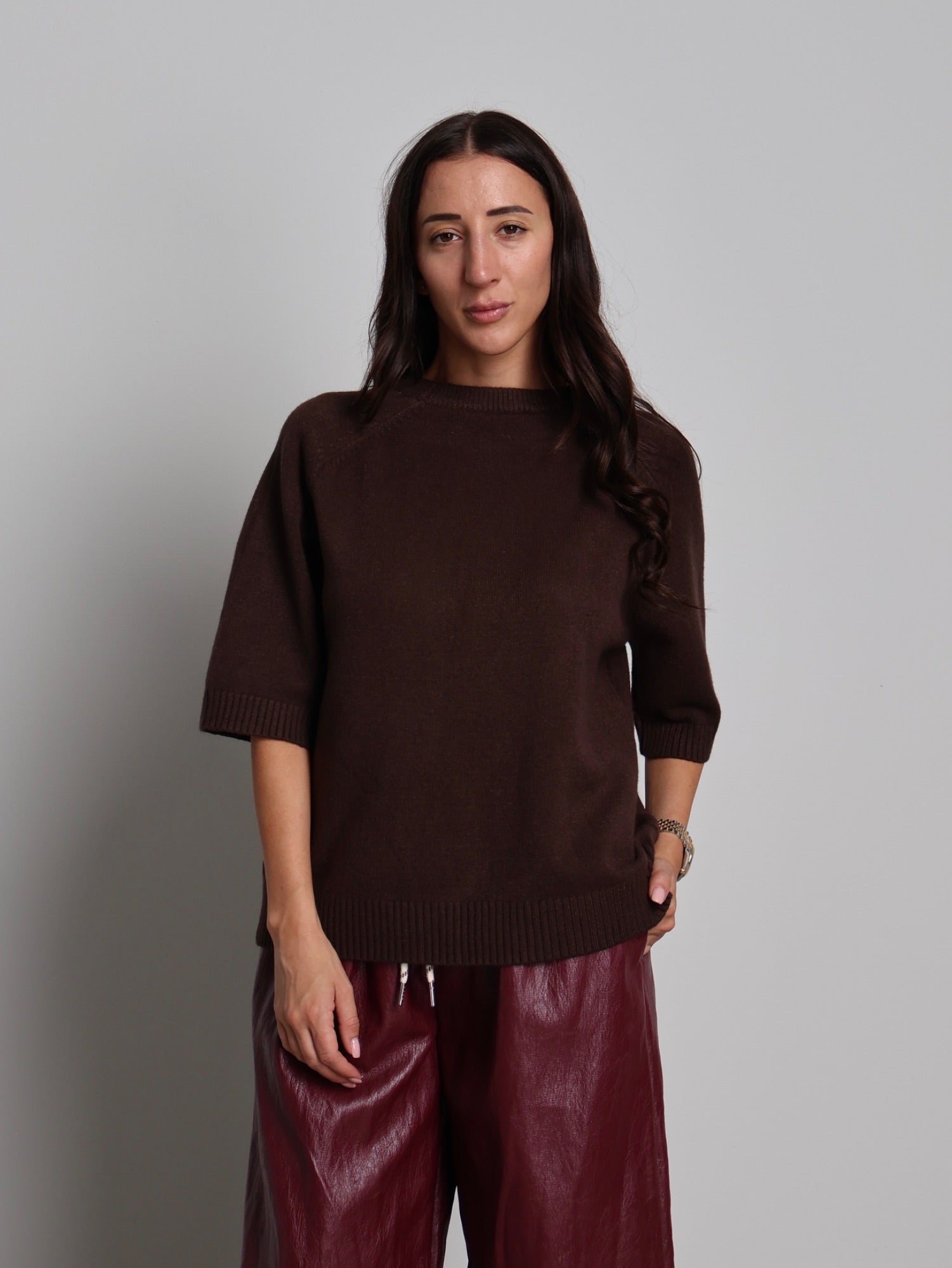 PULLOVER MEZZA MANICA Moka VEVE VE425;PULLOVER MEZZA MANICA Moka VEVE VE425 — foto 2;PULLOVER MEZZA MANICA Moka VEVE VE425 — foto 3