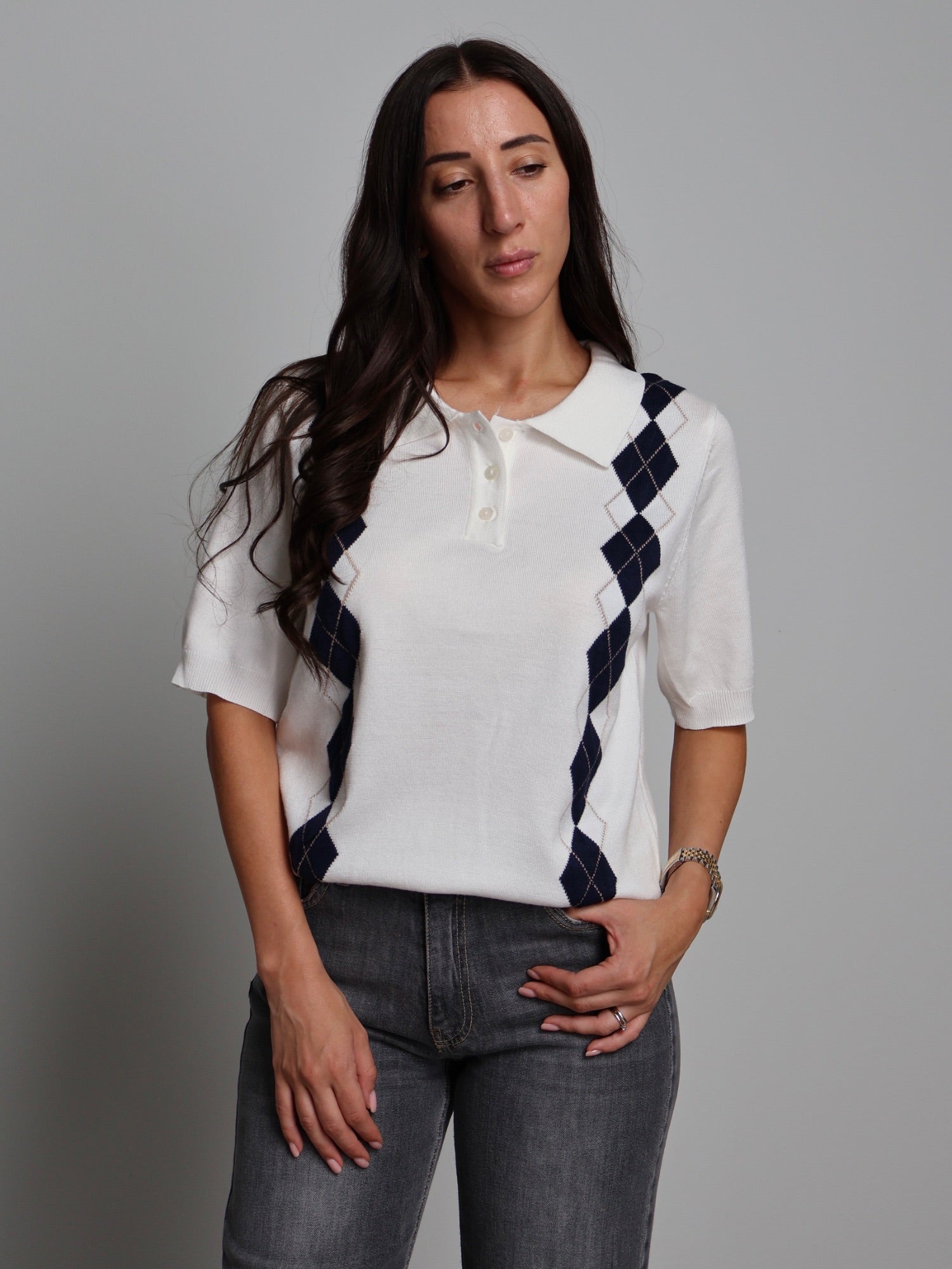 POLO ROMBI Bianco-ottico VEVE VE426;POLO ROMBI Bianco-ottico VEVE VE426 — foto 2;POLO ROMBI Bianco-ottico VEVE VE426 — foto 3