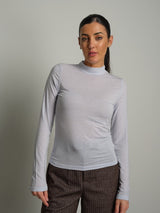 Maglia girocollo misto lana baseball  - Azzurro