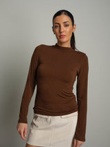 Maglia girocollo misto lana baseball - moro