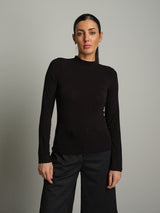 Maglia girocollo misto lana baseball  - Nero