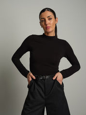 Maglia girocollo misto lana baseball Nero VEVE VE440;Maglia girocollo misto lana baseball Nero VEVE VE440 — foto 2;Maglia girocollo misto lana baseball Nero VEVE VE440 — foto 3