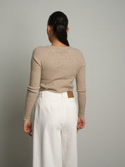 Pullover scollo V tondo Beige Veve VE441;Pullover scollo V tondo Beige Veve VE441 — foto 2