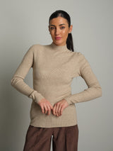 Pull collo cratere manica lunga  - Beige