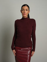 Pull collo cratere manica lunga - Bordeaux