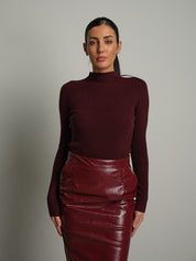 Pull collo cratere manica lunga Bordeaux VEVE VE442;Pull collo cratere manica lunga Bordeaux VEVE VE442 — foto 2;Pull collo cratere manica lunga Bordeaux VEVE VE442 — foto 3