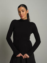 Pull collo cratere manica lunga  - Nero