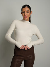 Pull collo cratere manica lunga Panna VEVE VE442;Pull collo cratere manica lunga Panna VEVE VE442 — foto 2;Pull collo cratere manica lunga Panna VEVE VE442 — foto 3
