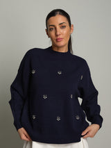 Pullover cabochon  - Blu notte