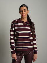 Polo in maglia riga - Bordeaux