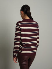 Polo in maglia riga Bordeaux Veve VE445;Polo in maglia riga Bordeaux Veve VE445 — foto 2;Polo in maglia riga Bordeaux Veve VE445 — foto 3