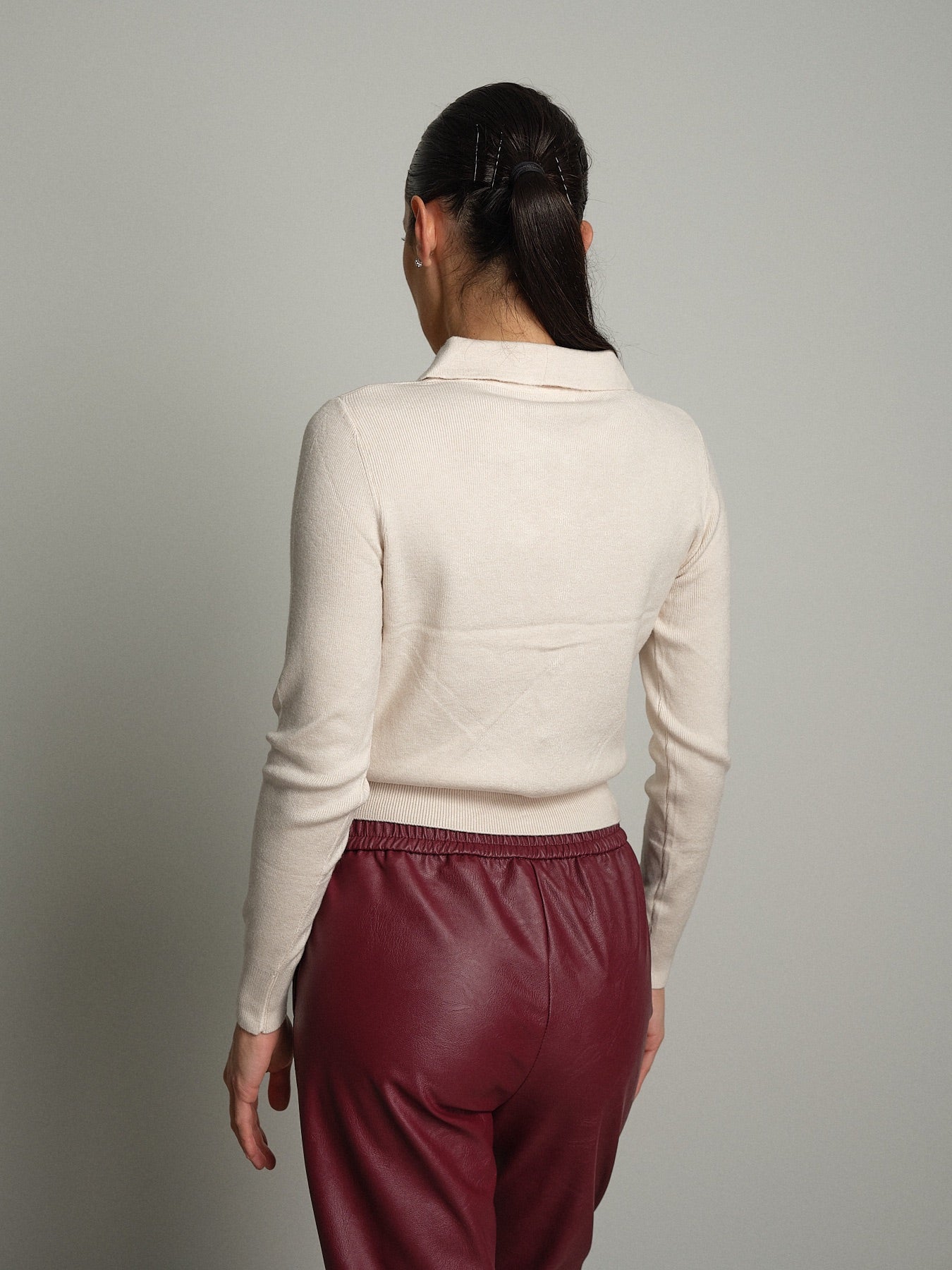 Cardigan polo bottoni Burro Veve VE446;Cardigan polo bottoni Burro Veve VE446 — foto 2;Cardigan polo bottoni Burro Veve VE446 — foto 3