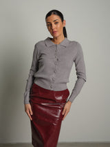 Cardigan polo bottoni  - Grigio