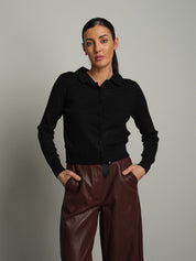 Cardigan polo bottoni Nero Veve VE446;Cardigan polo bottoni Nero Veve VE446 — foto 2;Cardigan polo bottoni Nero Veve VE446 — foto 3;Cardigan polo bottoni Nero Veve VE446 — foto 4