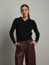 Cardigan polo bottoni - Nero