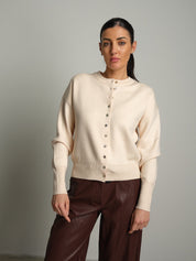 Cardigan orli ecopelle Sabbia VEVE VE447;Cardigan orli ecopelle Sabbia VEVE VE447 — foto 2;Cardigan orli ecopelle Sabbia VEVE VE447 — foto 3