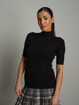 Pull collo cratere manica corta - Nero