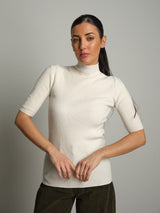 Pull collo cratere manica corta - Panna