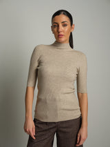 Pull collo cratere manica corta - Tortora