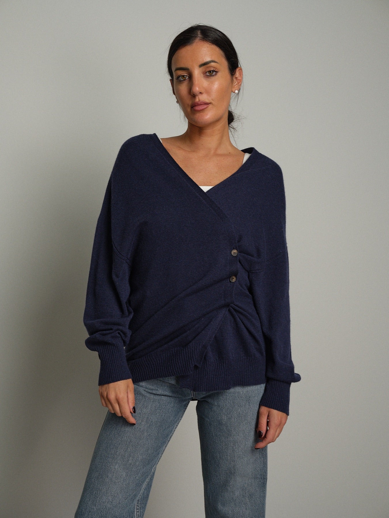 cardigan lungo scollo V Blu-notte Vicolo 2AC2028;cardigan lungo scollo V Blu-notte Vicolo 2AC2028 — foto 2;cardigan lungo scollo V Blu-notte Vicolo 2AC2028 — foto 3