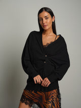 Cardigan lungo scollo V PREORDINE 25/09 - Nero