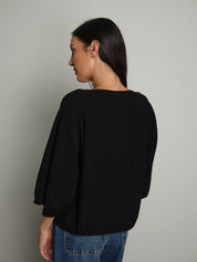 Pull ampio scollo V manica ampia 3/4 Nero Vicolo 2AC2111;Pull ampio scollo V manica ampia 3/4 Nero Vicolo 2AC2111 — foto 2;Pull ampio scollo V manica ampia 3/4 Nero Vicolo 2AC2111 — foto 3