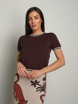 Maglia bordi contrasto - Moka