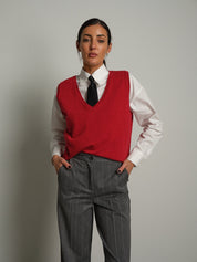 Gilet scollo V misto lana Rosso Vicolo 2AC2162;Gilet scollo V misto lana Rosso Vicolo 2AC2162 — foto 2;Gilet scollo V misto lana Rosso Vicolo 2AC2162 — foto 3;Gilet scollo V misto lana Rosso Vicolo 2AC2162 — foto 4