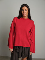 Pullover manica ampia - Rosso