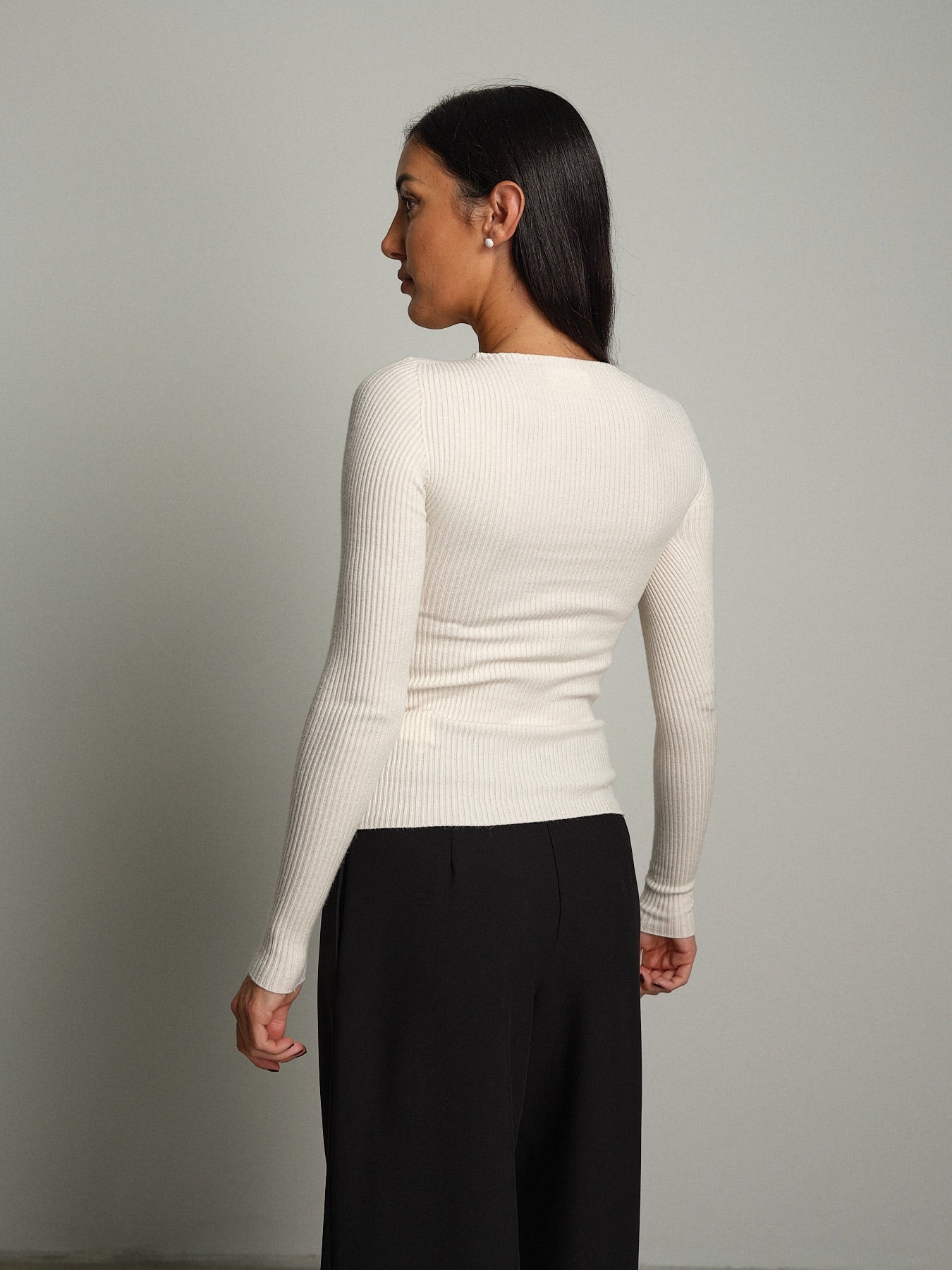 Pullover costina girocollo Bianco-ottico Vicolo 2AC2178;Pullover costina girocollo Bianco-ottico Vicolo 2AC2178 — foto 2;Pullover costina girocollo Bianco-ottico Vicolo 2AC2178 — foto 3