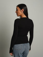 Pullover costina girocollo Nero Vicolo 2AC2178;Pullover costina girocollo Nero Vicolo 2AC2178 — foto 2;Pullover costina girocollo Nero Vicolo 2AC2178 — foto 3