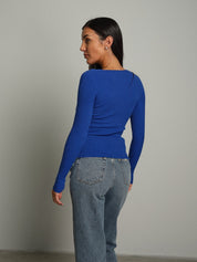 Pullover costina scollo V Blu Vicolo 2AC2179;Pullover costina scollo V Blu Vicolo 2AC2179 — foto 2;Pullover costina scollo V Blu Vicolo 2AC2179 — foto 3