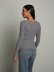 Pullover costina scollo V Grigio Vicolo 2AC2179;Pullover costina scollo V Grigio Vicolo 2AC2179 — foto 2;Pullover costina scollo V Grigio Vicolo 2AC2179 — foto 3
