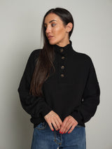 Maglione collo alto bottoni - Nero