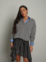 Pullover polo scollo V - Grigio