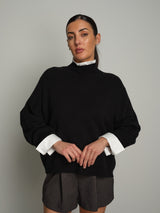 Pullover collo cratere cuciture PREORDINE 03/11- Nero