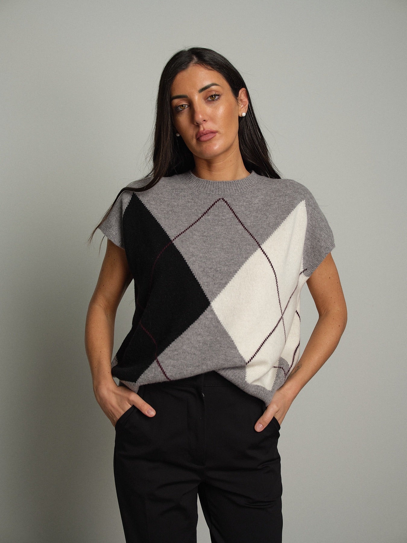 Gilet rombi lana Grigio Vicolo 7AC7058;Gilet rombi lana Grigio Vicolo 7AC7058 — foto 2;Gilet rombi lana Grigio Vicolo 7AC7058 — foto 3