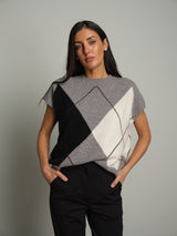 Gilet rombi lana - Grigio
